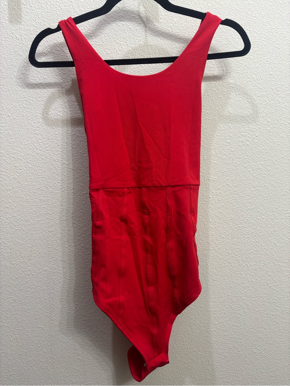 Red Scoop-Neck Bodysuit for Women